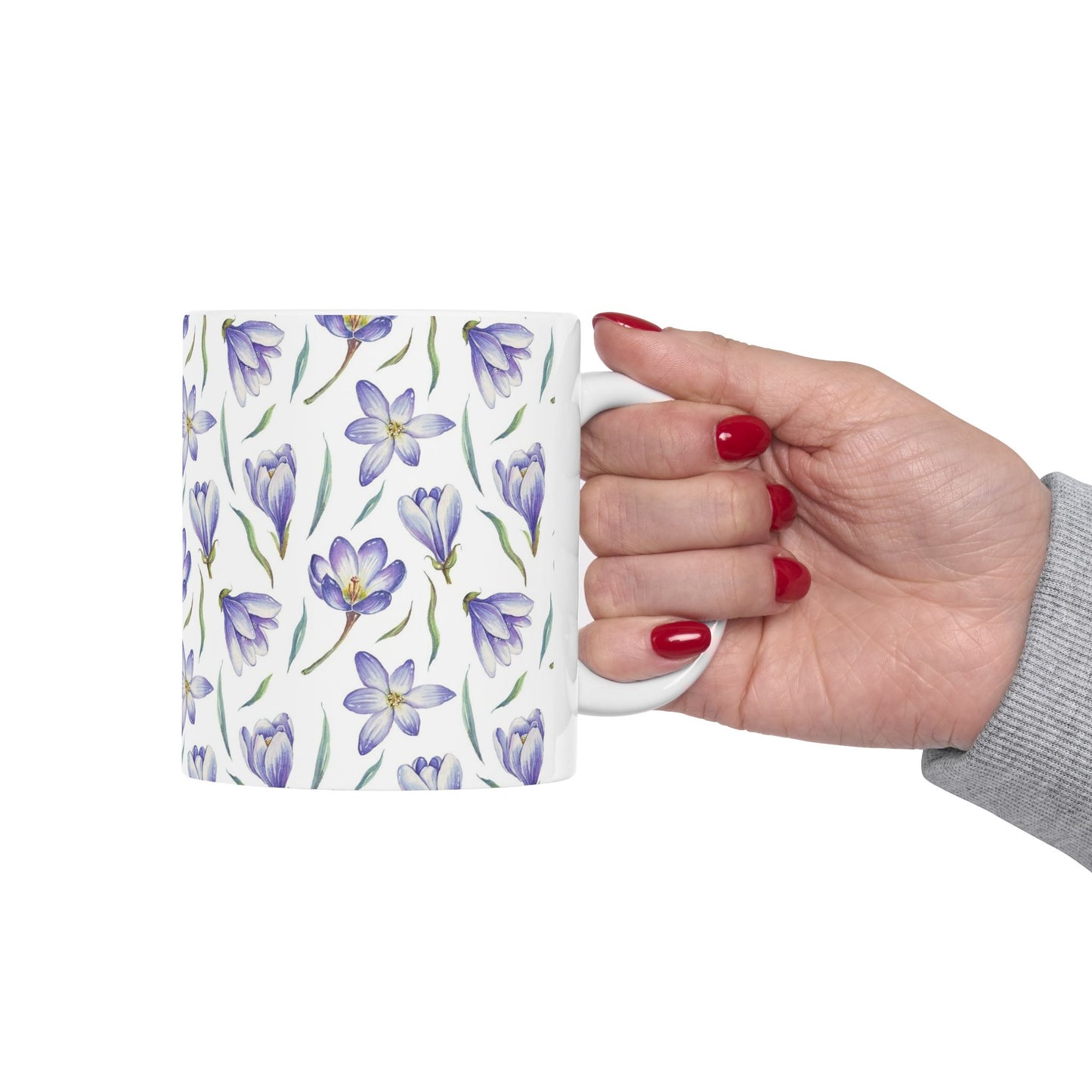 Purple Crocus Floral Mug — Ceramic Coffee Cup (11oz & 15oz)