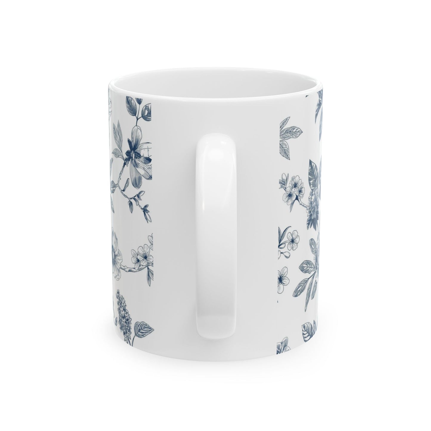 Blue Floral Ceramic Mug – Vintage Botanical 11oz & 15oz Coffee Cup