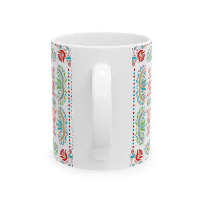 Floral Folk Art Ceramic Mug — Colorful Boho Pattern (11oz & 15oz)