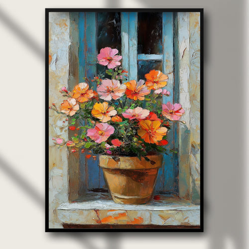 Vintage Flower Pot on Rustic Window Sill (Digital Download)