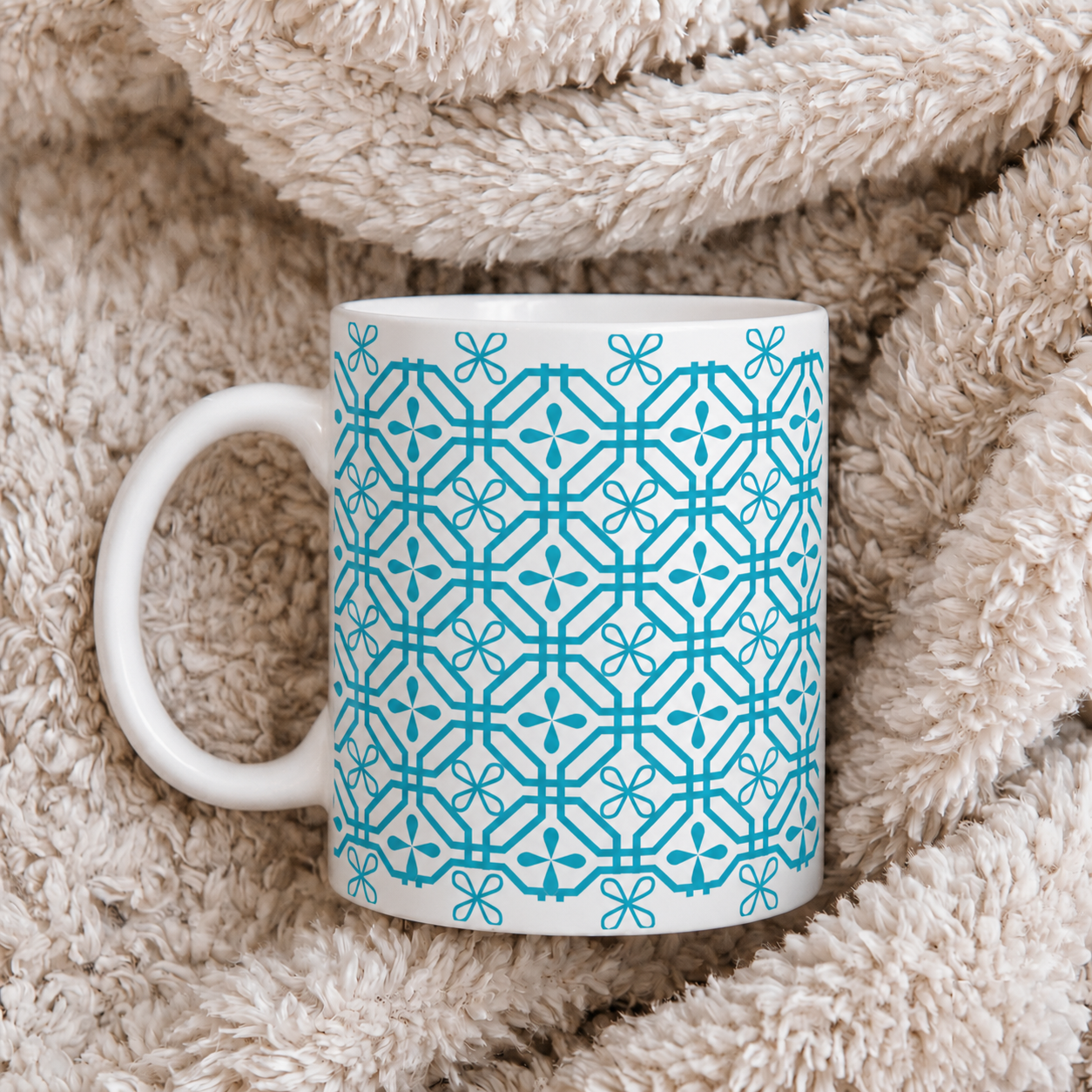 Teal Geometric Tile Ceramic Mug