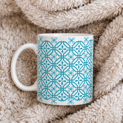 Teal Geometric Tile Ceramic Mug