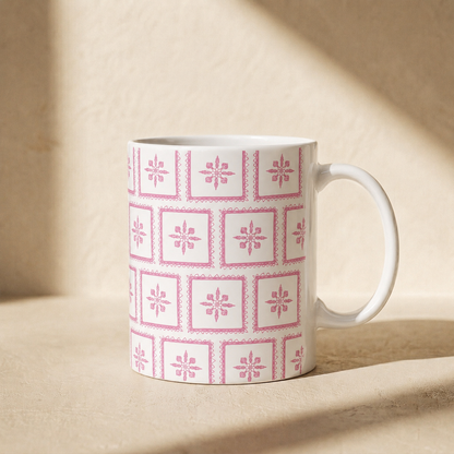 Pink Tile Pattern Ceramic Mug
