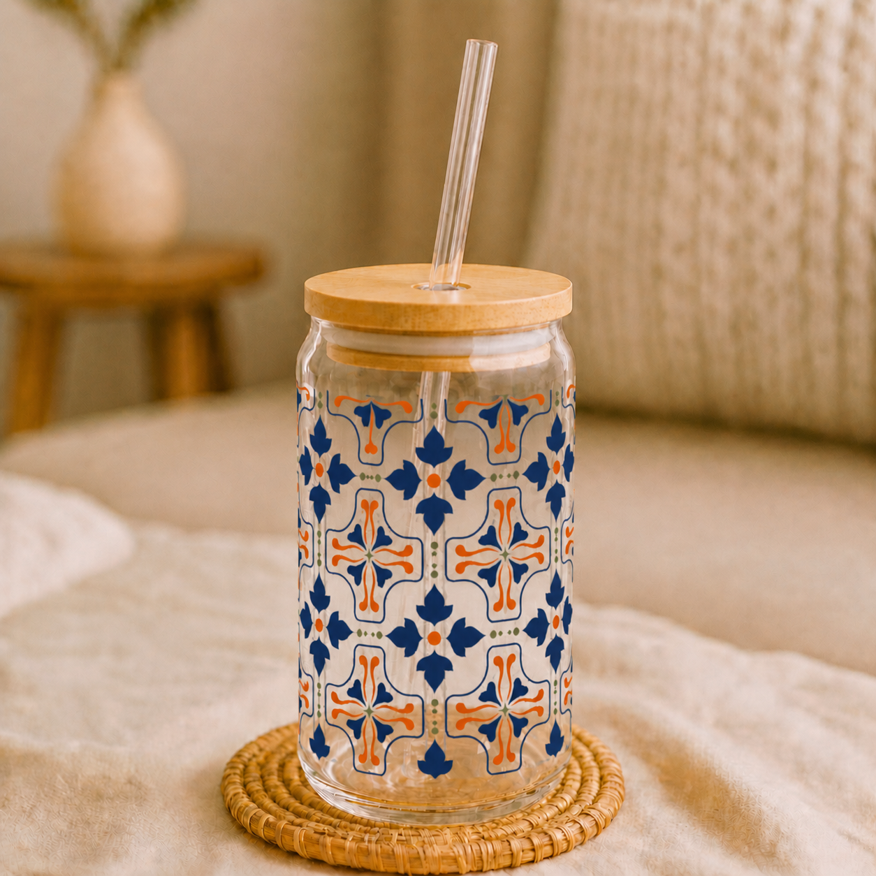 Midnight Mosaic Tile Glass Cup