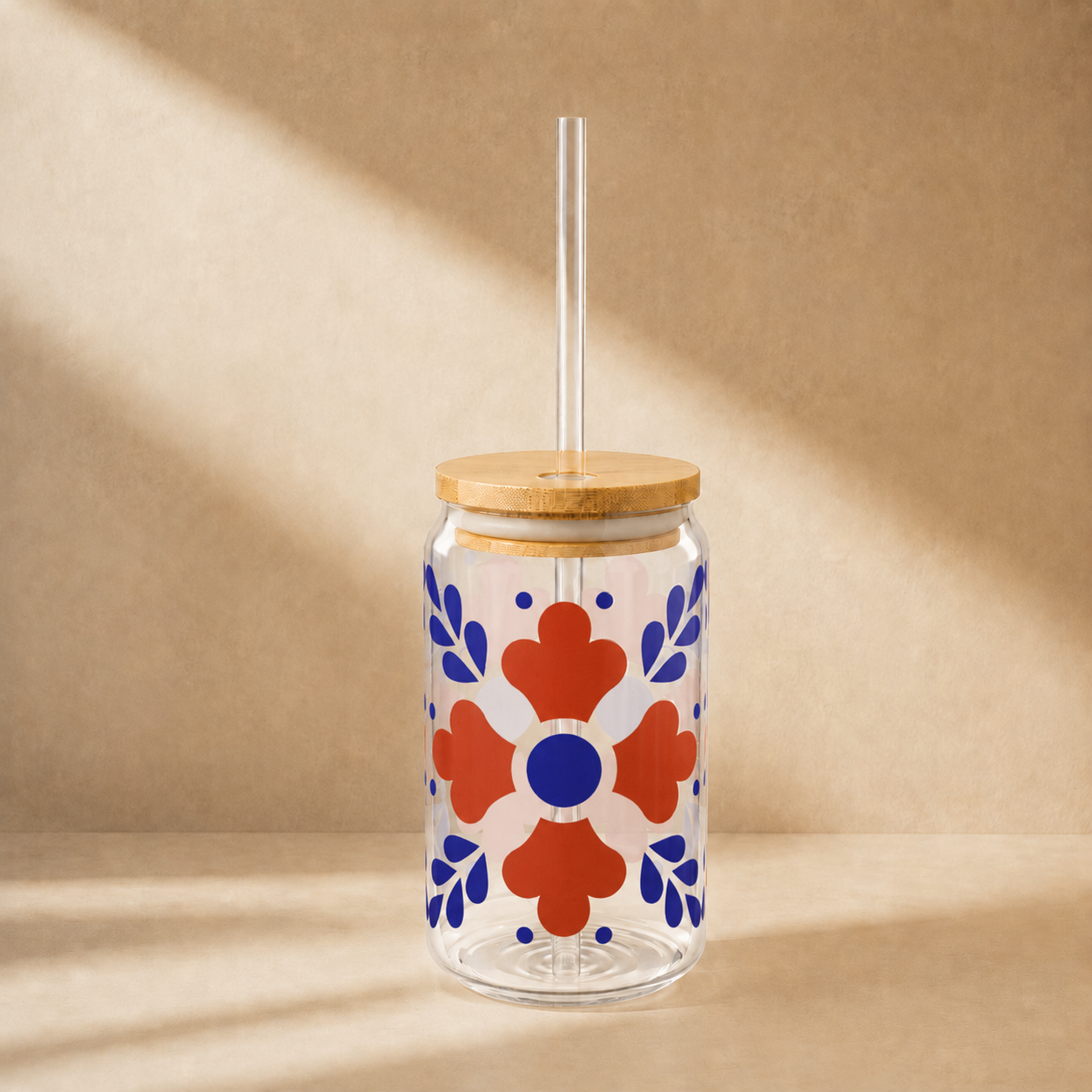 Red & Blue Folk Floral Design