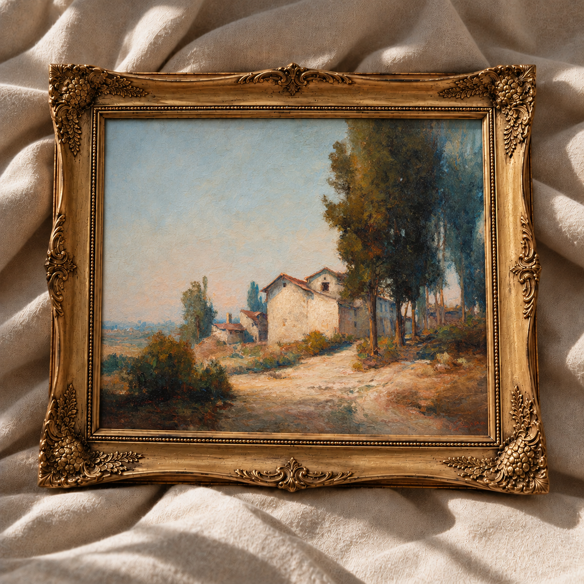 Rustic European Village Landscape Wall Art