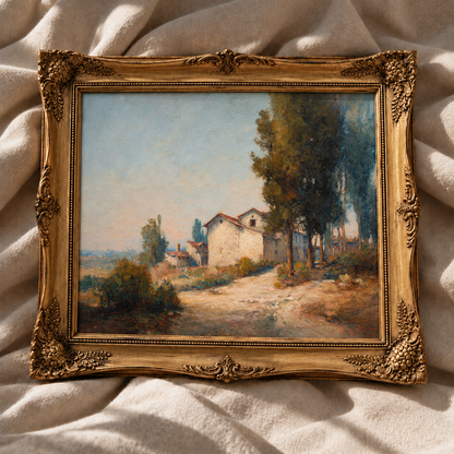 Rustic European Village Landscape Wall Art