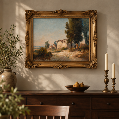 Rustic European Village Landscape Wall Art
