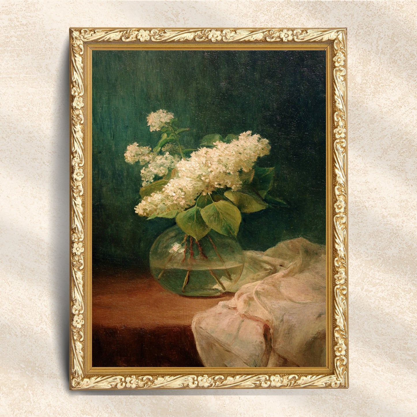 Vintage White Lilac in Glass Vase Still Life (Digital Download)
