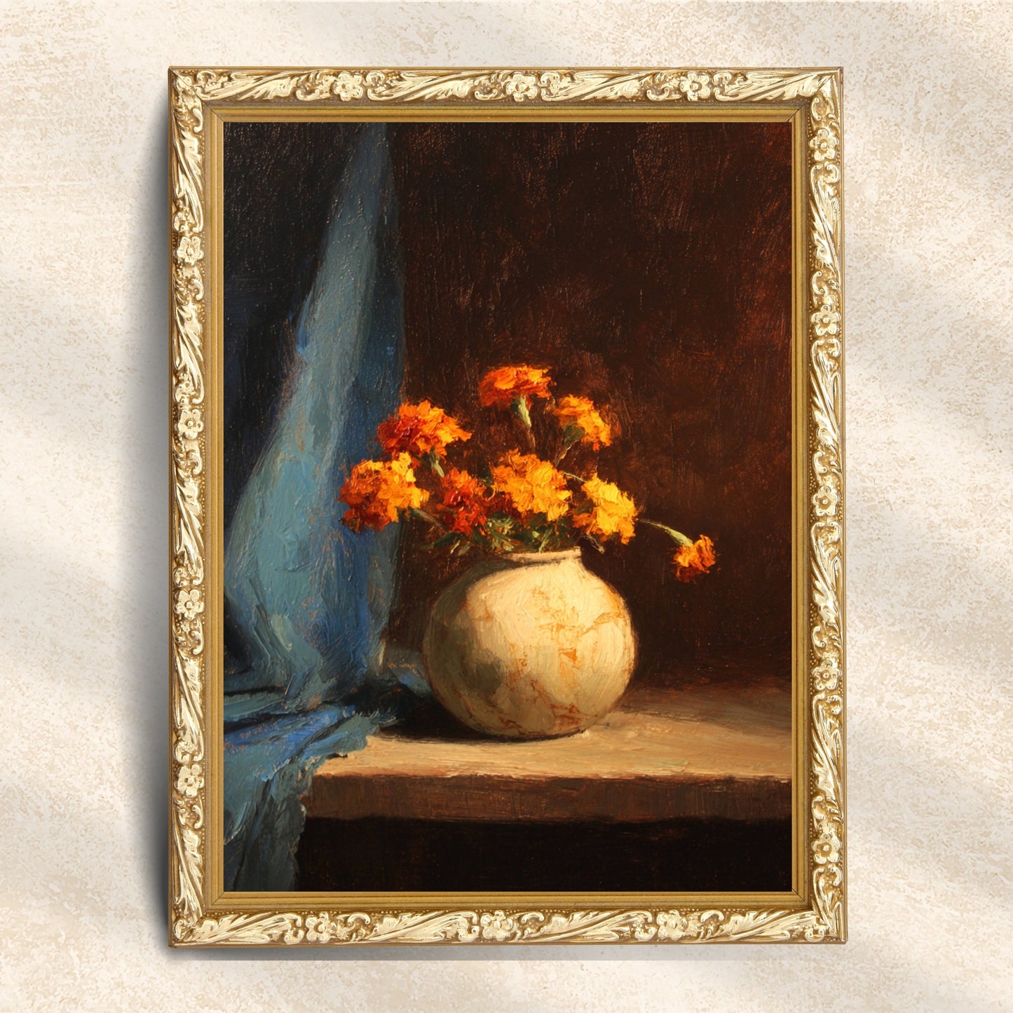 Vintage Orange Flower Vase Still Life (Digital Download)
