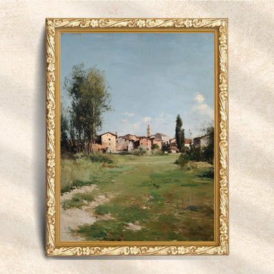 Sunlit Countryside Village Print
