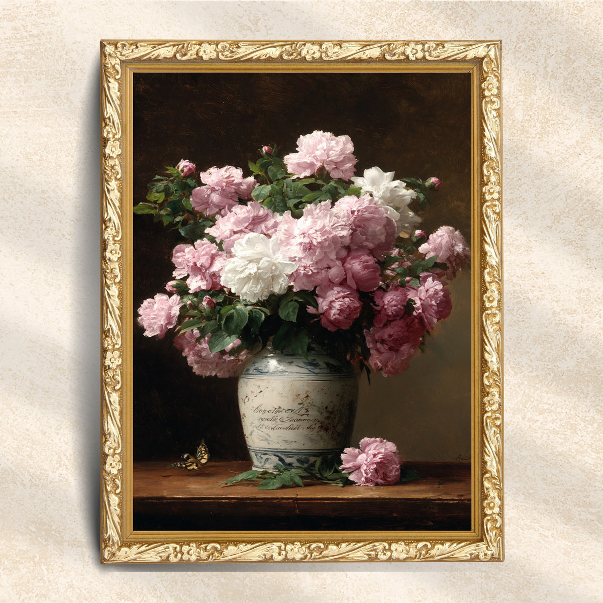 Pink Peony Bouquet Wall Art Print