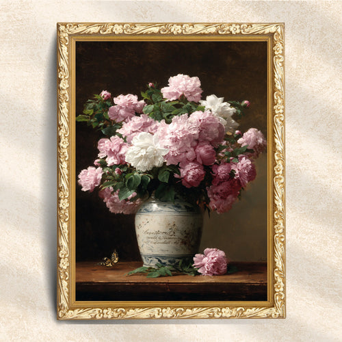 Pink Peony Bouquet Wall Art Print