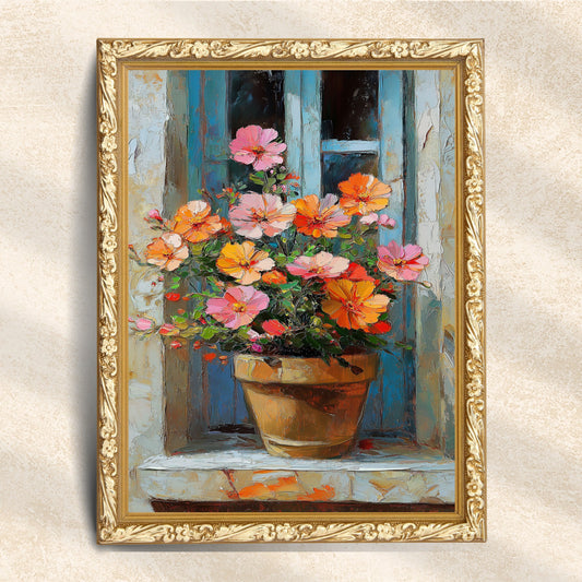 Colorful Potted Flower Wall Art Print