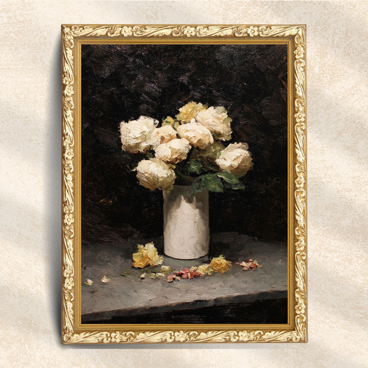 Cream Rose Still Life Wall Art Print