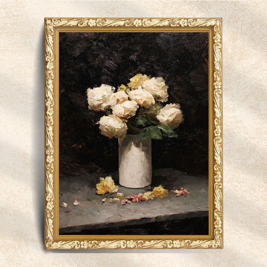 Cream Rose Still Life Wall Art Print