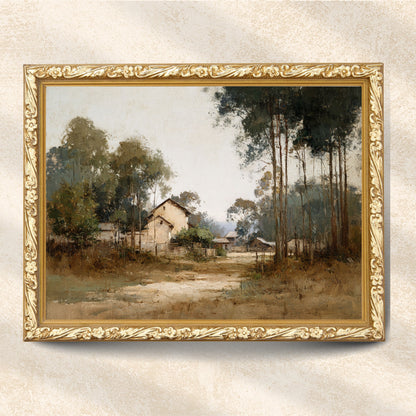 Rustic Woodland Village Landscape Wall Art