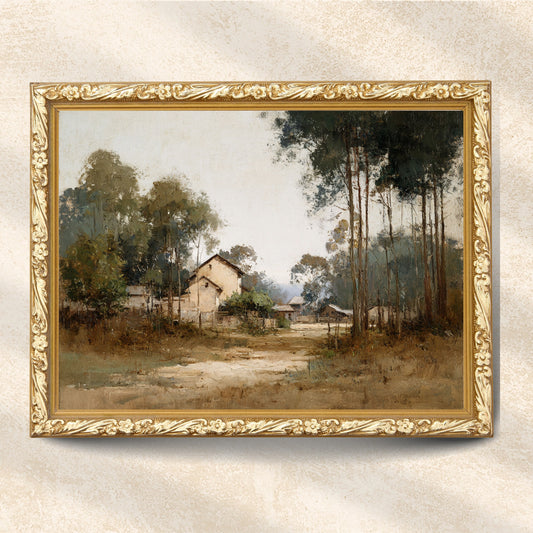 Rustic Woodland Village Landscape Wall Art
