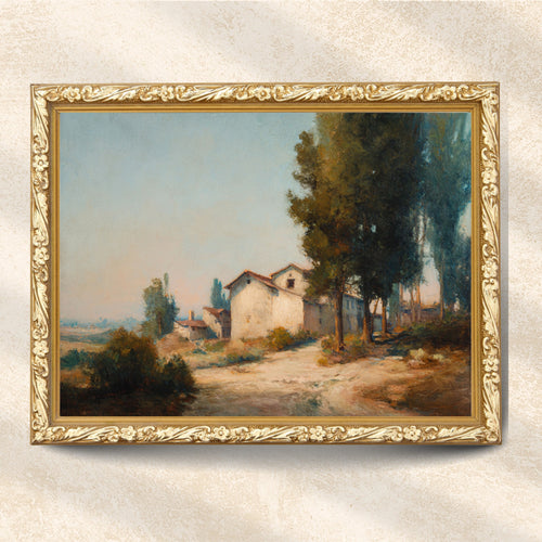 Rustic European Village Landscape Wall Art