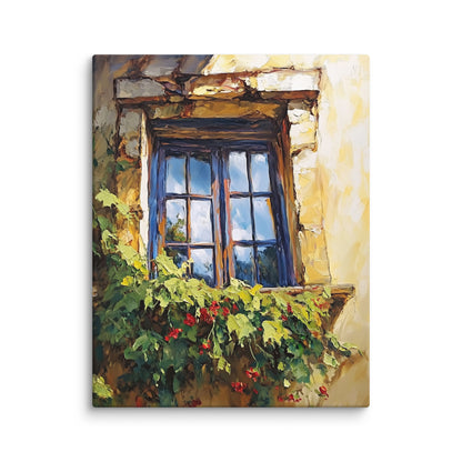 Vintage Rustic Window with Greenery Painting (Digital Download)