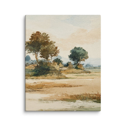 Watercolor Countryside Landscape Wall Art Print – Quiet Fields