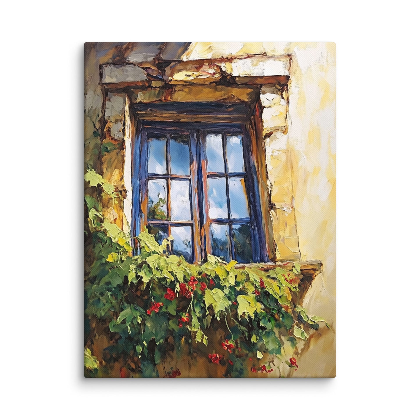 Vintage Rustic Window with Greenery Painting (Digital Download)