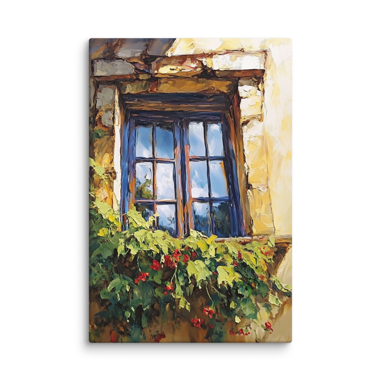 Vintage Rustic Window with Greenery Painting (Digital Download)