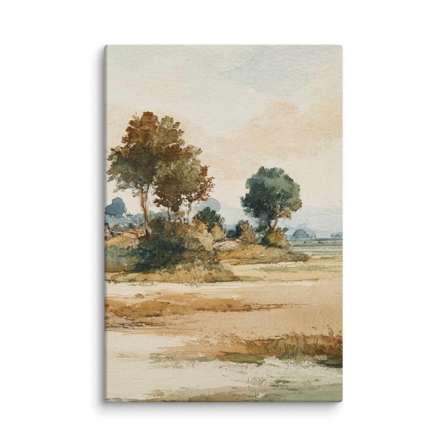Watercolor Countryside Landscape Wall Art Print – Quiet Fields