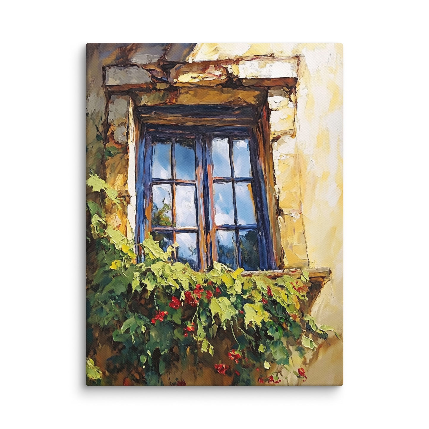 Vintage Rustic Window with Greenery Painting (Digital Download)