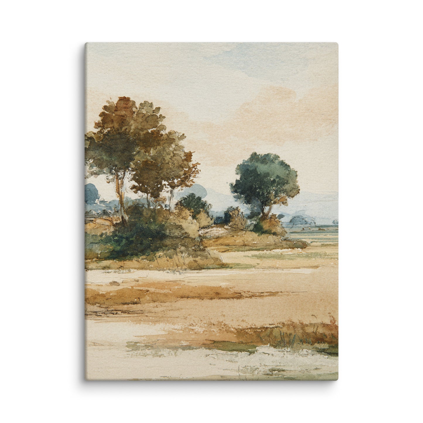 Watercolor Countryside Landscape Wall Art Print – Quiet Fields