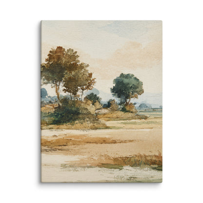 Watercolor Countryside Landscape Wall Art Print – Quiet Fields