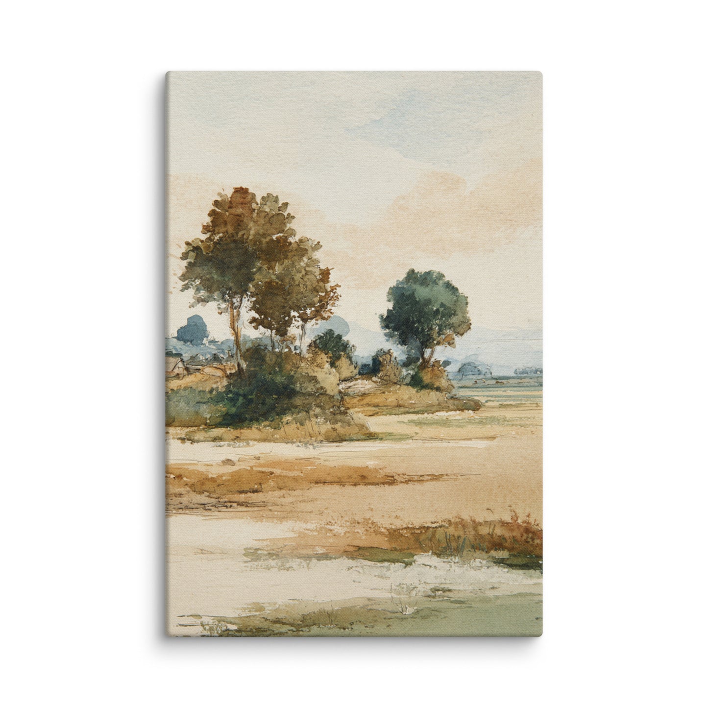 Watercolor Countryside Landscape Wall Art Print – Quiet Fields