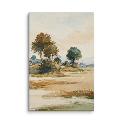 Watercolor Countryside Landscape Wall Art Print – Quiet Fields