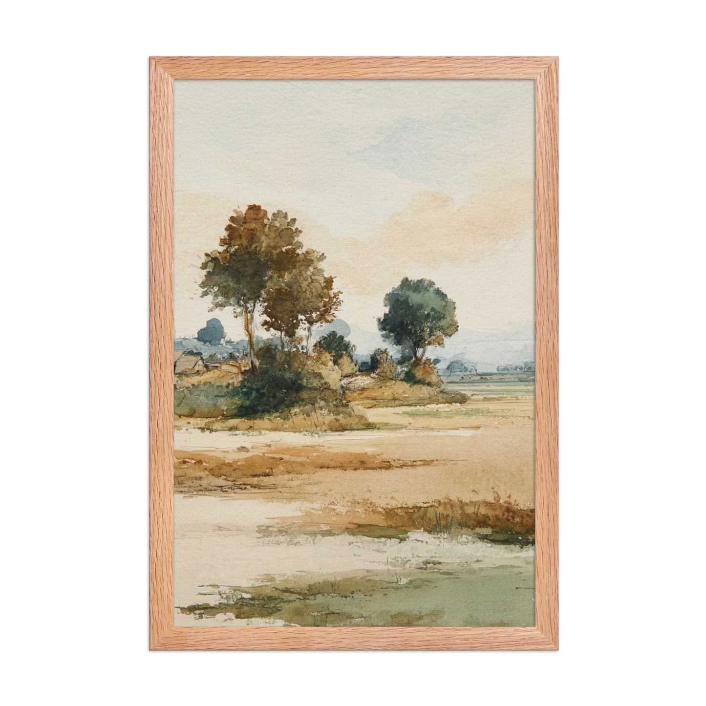 Watercolor Countryside Landscape Wall Art Print – Quiet Fields