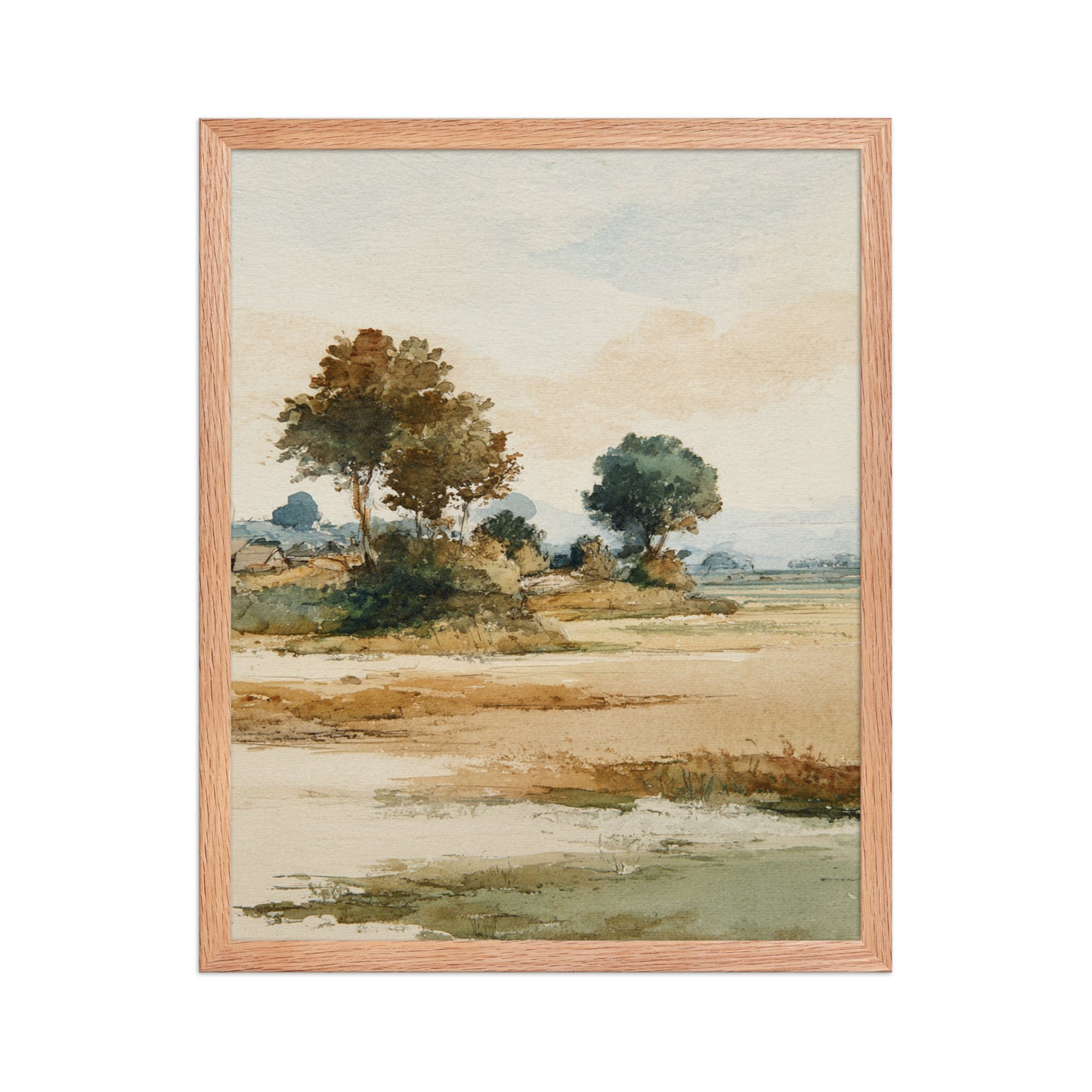 Watercolor Countryside Landscape Wall Art Print – Quiet Fields