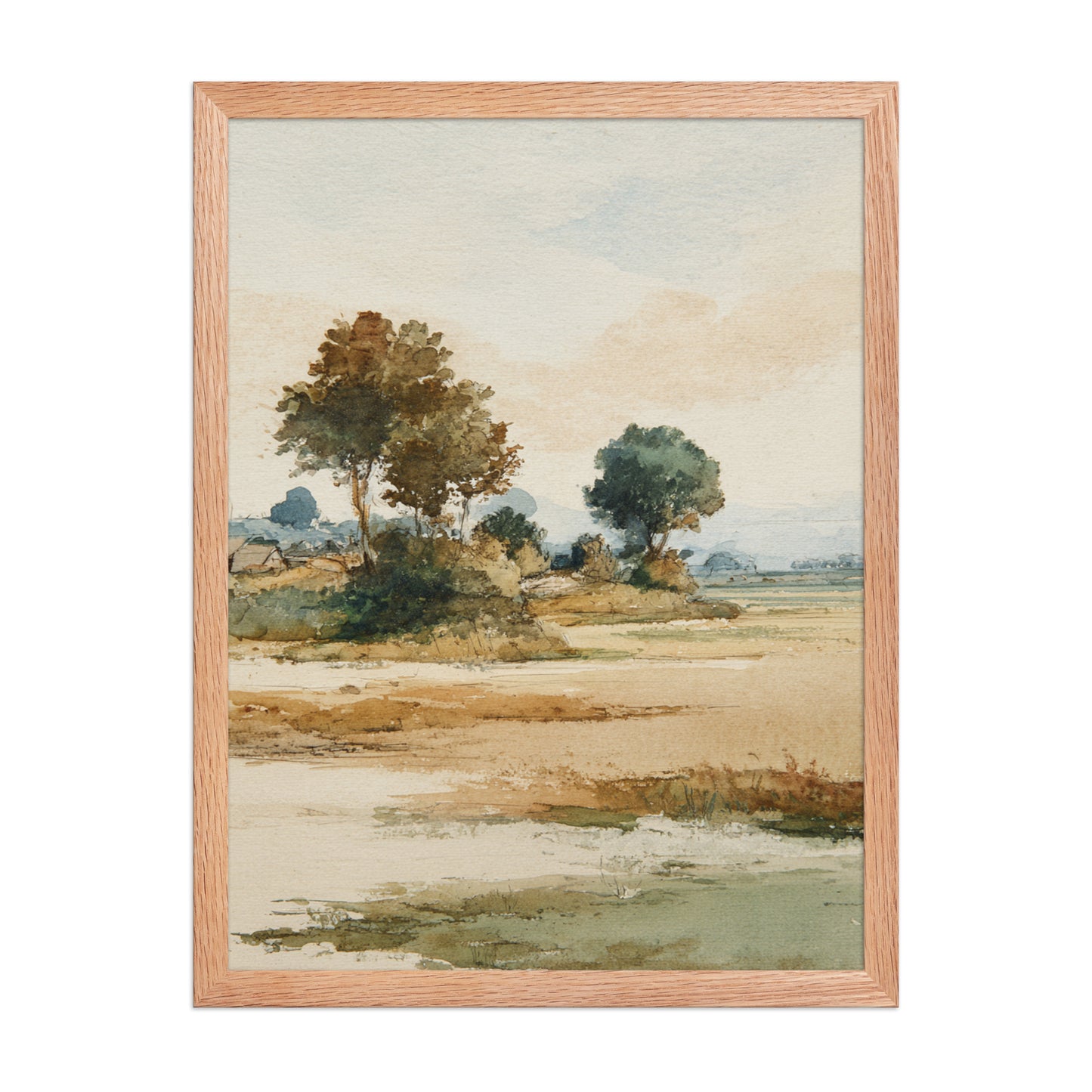 Watercolor Countryside Landscape Wall Art Print – Quiet Fields