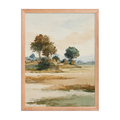 Watercolor Countryside Landscape Wall Art Print – Quiet Fields