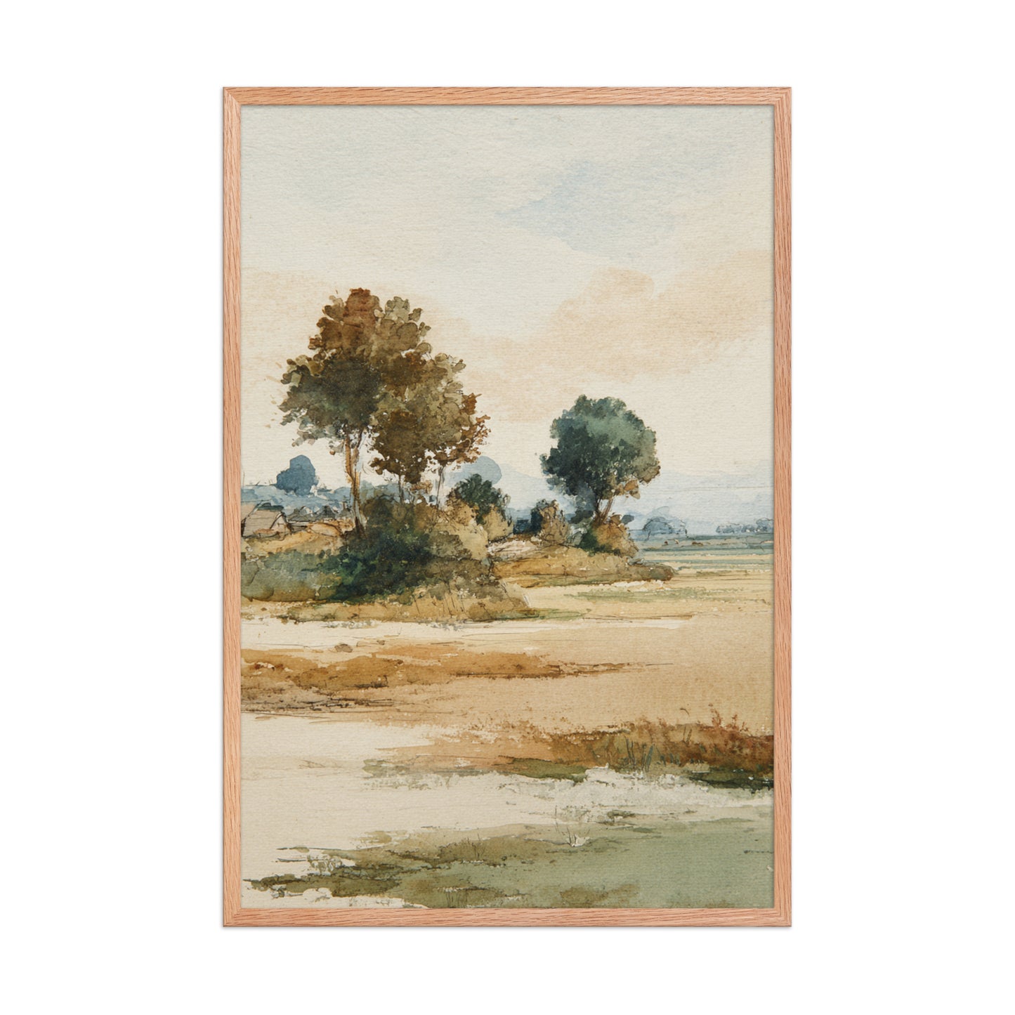 Watercolor Countryside Landscape Wall Art Print – Quiet Fields