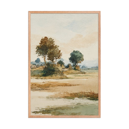 Watercolor Countryside Landscape Wall Art Print – Quiet Fields