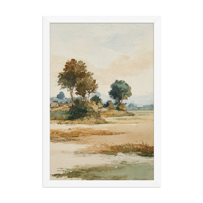 Watercolor Countryside Landscape Wall Art Print – Quiet Fields