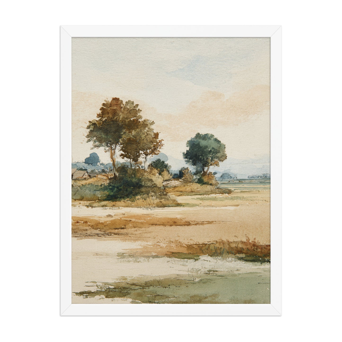 Watercolor Countryside Landscape Wall Art Print – Quiet Fields