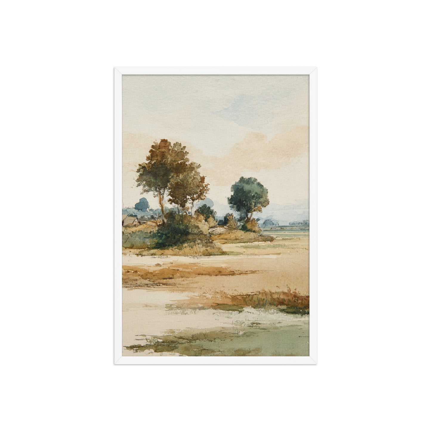 Watercolor Countryside Landscape Wall Art Print – Quiet Fields