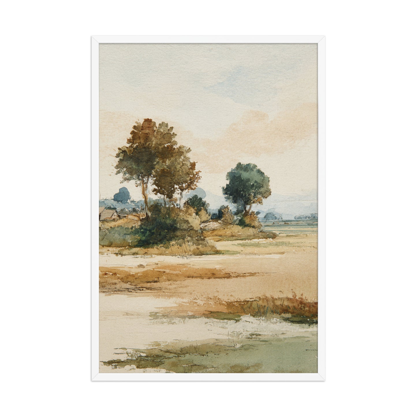 Watercolor Countryside Landscape Wall Art Print – Quiet Fields