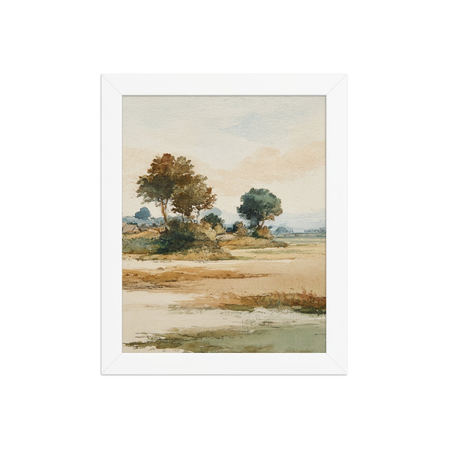Watercolor Countryside Landscape Wall Art Print – Quiet Fields