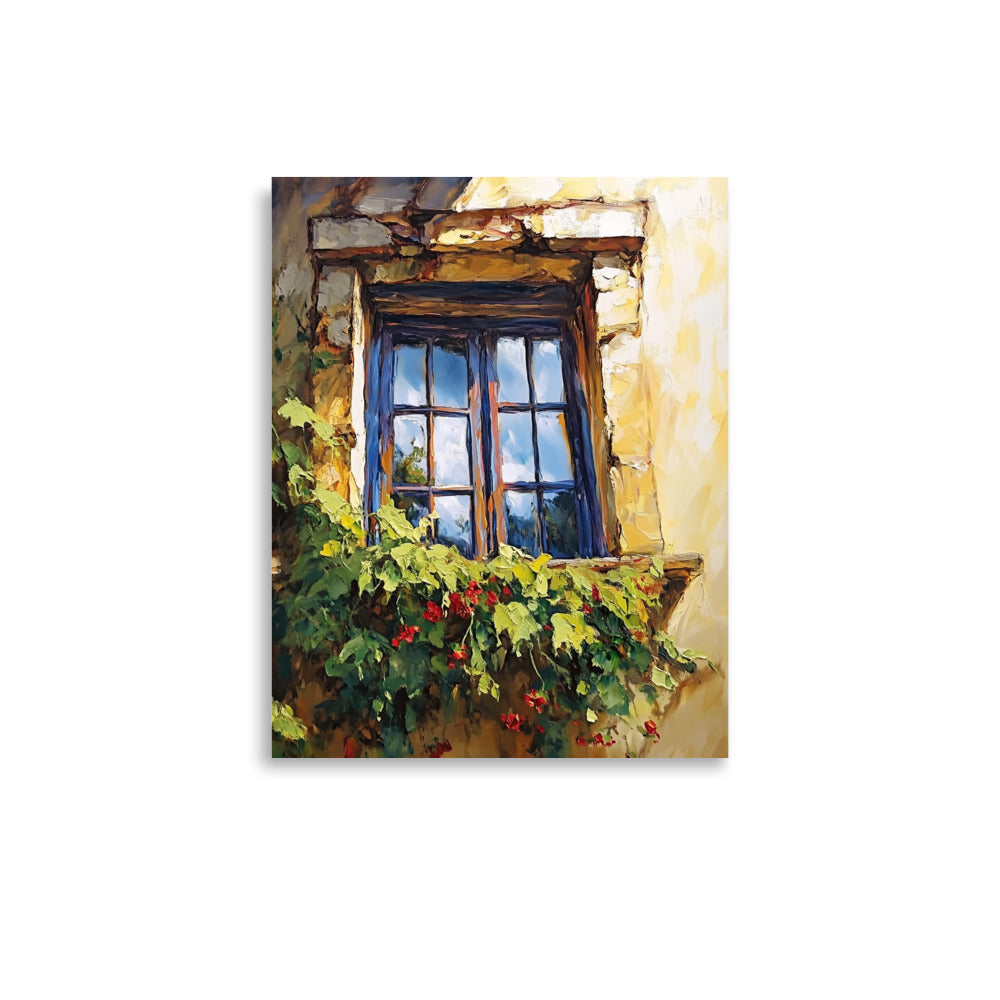 Vintage Rustic Window with Greenery Painting (Digital Download)