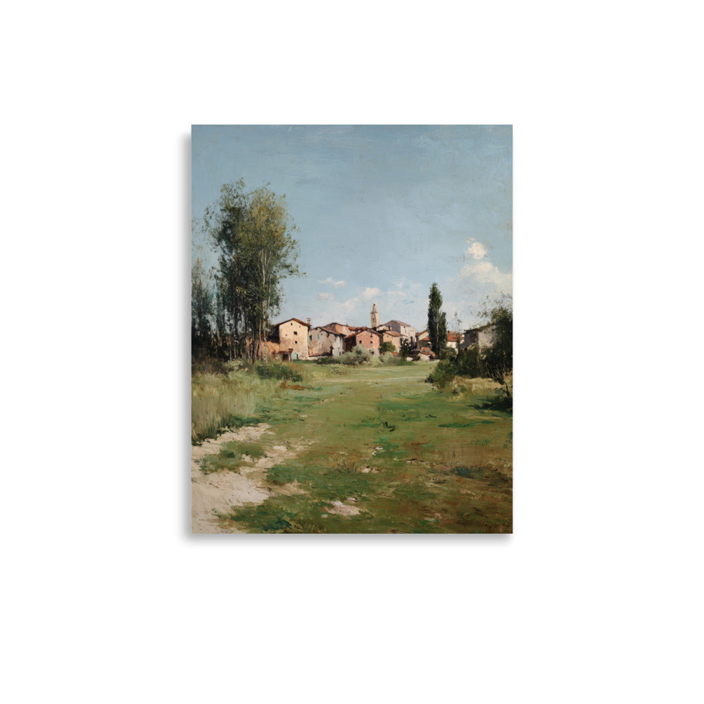 Sunlit Countryside Village Print