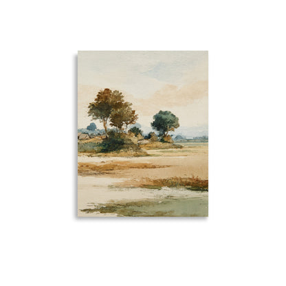 Watercolor Countryside Landscape Wall Art Print – Quiet Fields