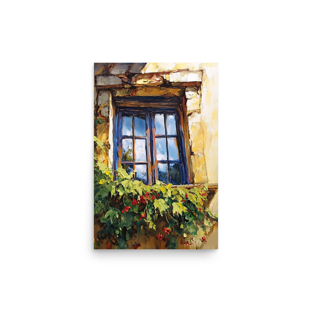 Vintage Rustic Window with Greenery Painting (Digital Download)