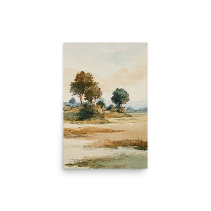Watercolor Countryside Landscape Wall Art Print – Quiet Fields