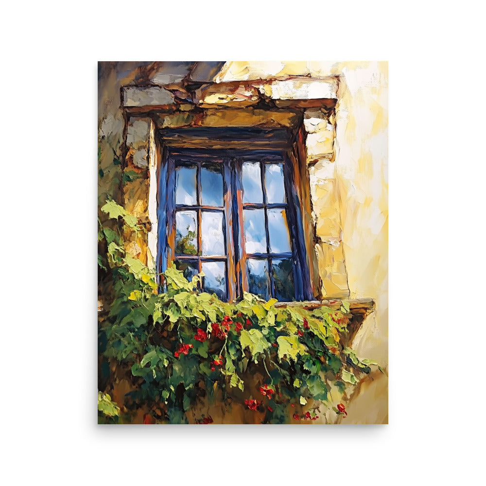 Vintage Rustic Window with Greenery Painting (Digital Download)